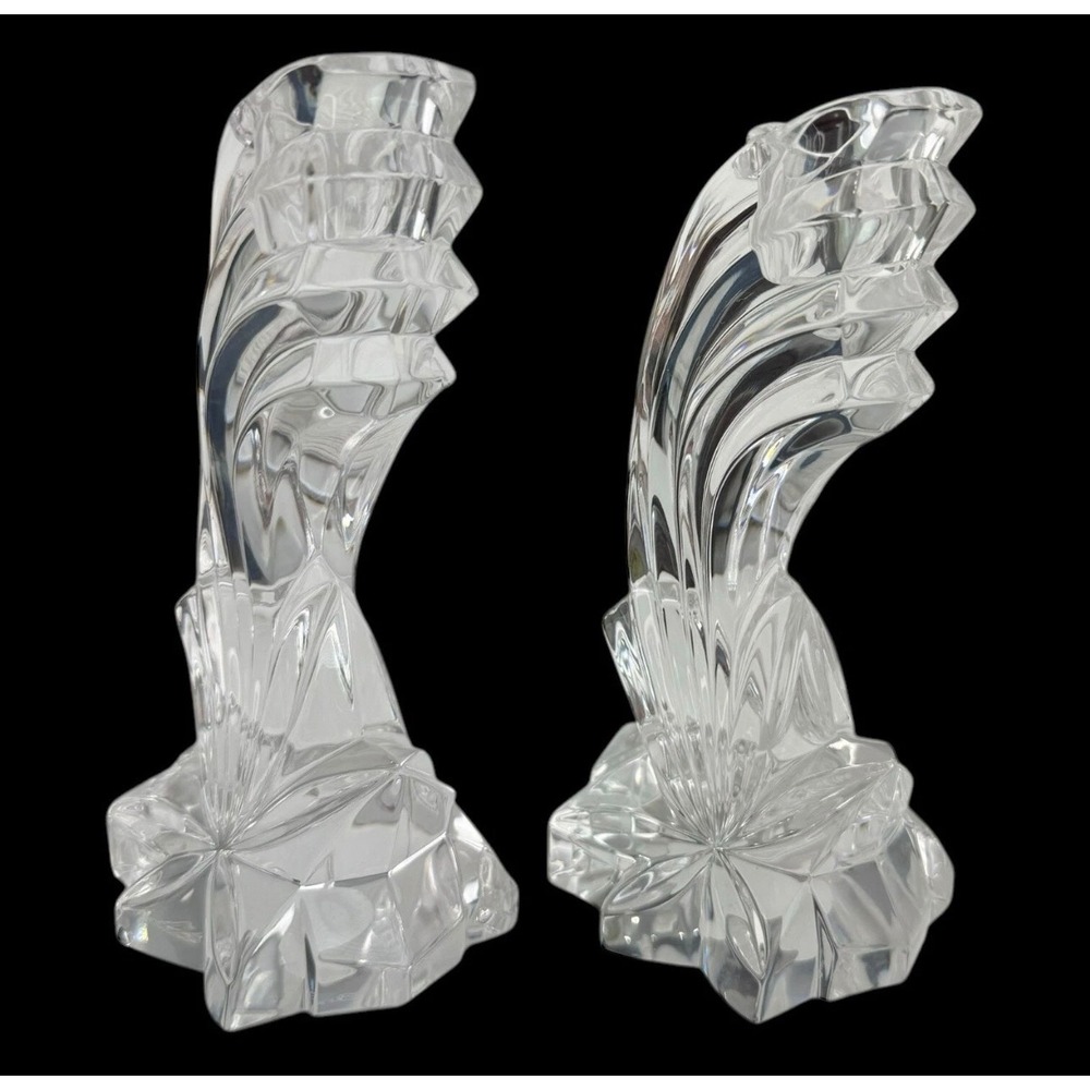 Lenox Fine Crystal Candlestick Holders Leaded Falling Star Set of 2 Germany 8"